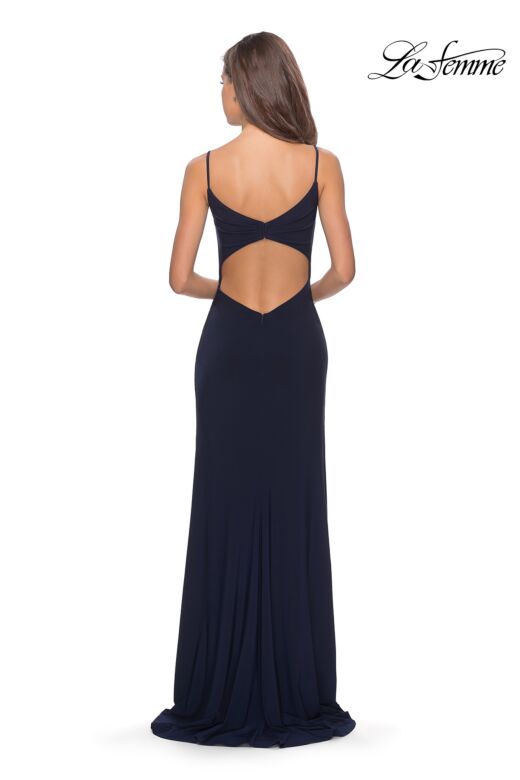 La Femme 28079 Cutout Back Faux Wrap Dress