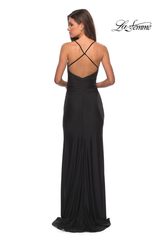La Femme 28206 Criss Cross Back High Slit Dress
