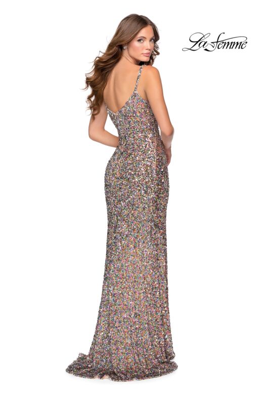 La Femme 28482 Scoop Neckline Multicolor Sequin Dress