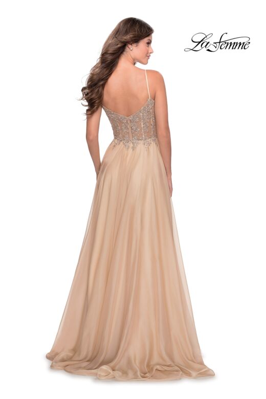 La Femme 28543 High Slit Illusion Corset Dress