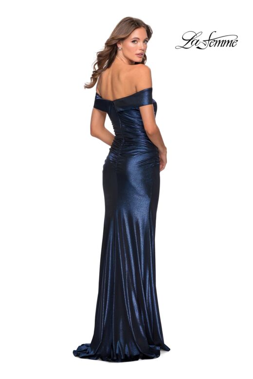 La Femme 28740 Off The Shoulder Metallic Dress