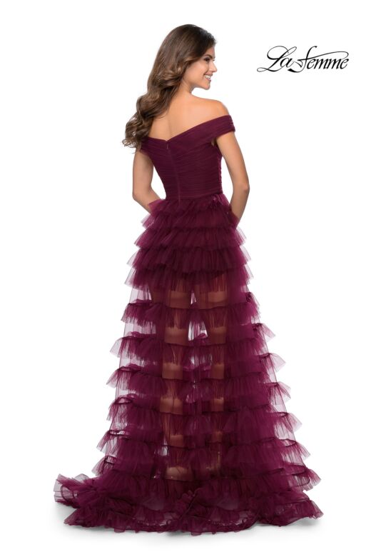 La Femme 28804 Ruffle Skirt Off The Shoulder Dress