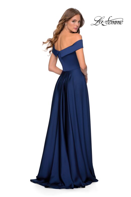La Femme 28978 A-Line Foldover Off-The-Shoulder Dress