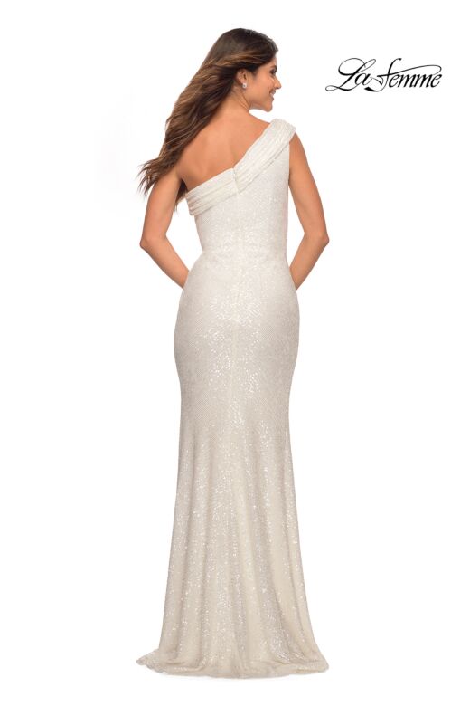 La Femme 29627 One-Shoulder Sequin Column Dress