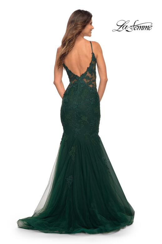 La Femme 29680 Plunging Neck Mermaid Lace Dress