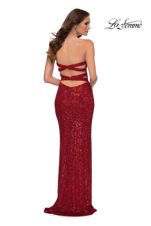 La Femme 29681 Strappy Back Strapless Sequin Dress