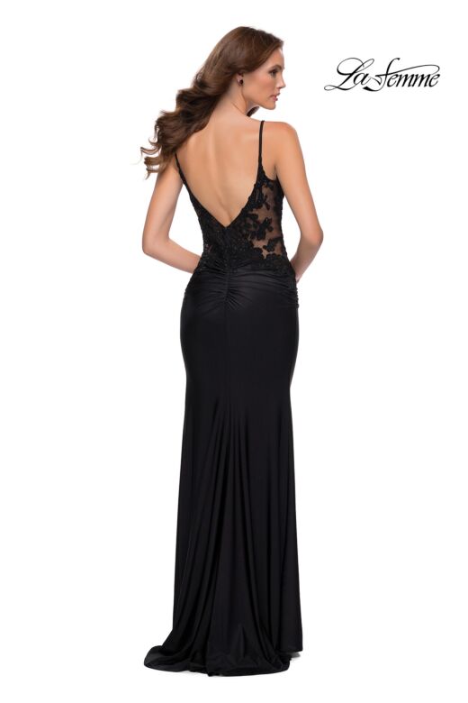 La Femme 29774 Lace Bodice Bare Back Dress