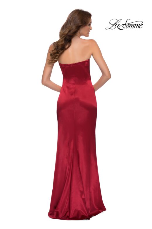 La Femme 29807 High Slit Strapless Satin Dress