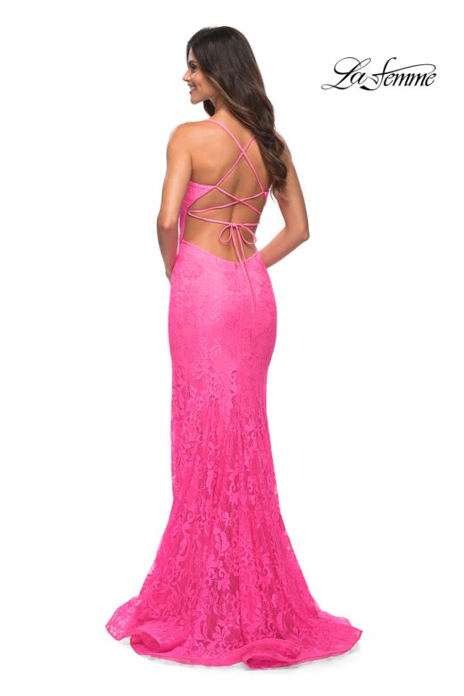 La Femme 30171 Stretch Lace Rhinestone Detail Dress