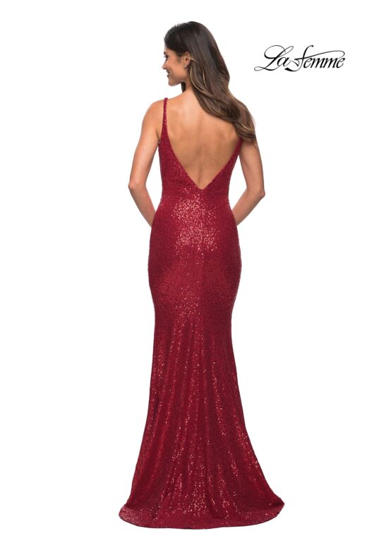La Femme 30187 Stretch Sequin Sweetheart Neckline Low V-Back Dress