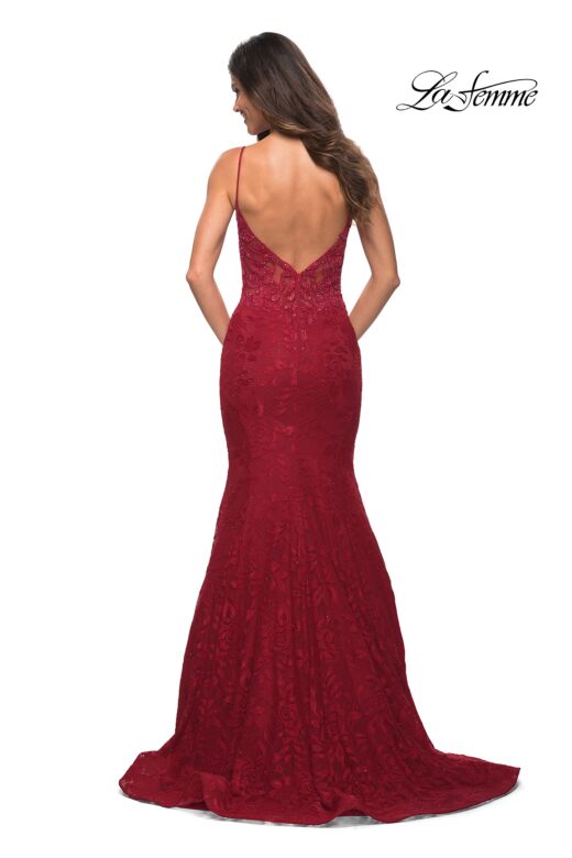 La Femme 30320 Plunging Neckline Trumpet Silhouette Dress