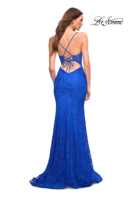La Femme 30537 Lace-Up Back Spaghetti Strap Dress
