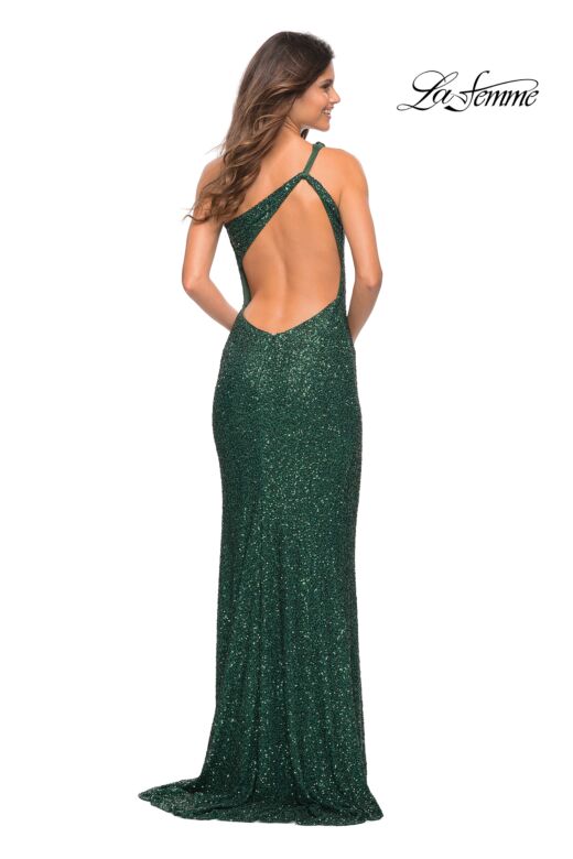 La Femme 30562 Exposed Back One Shoulder Sequin Dress