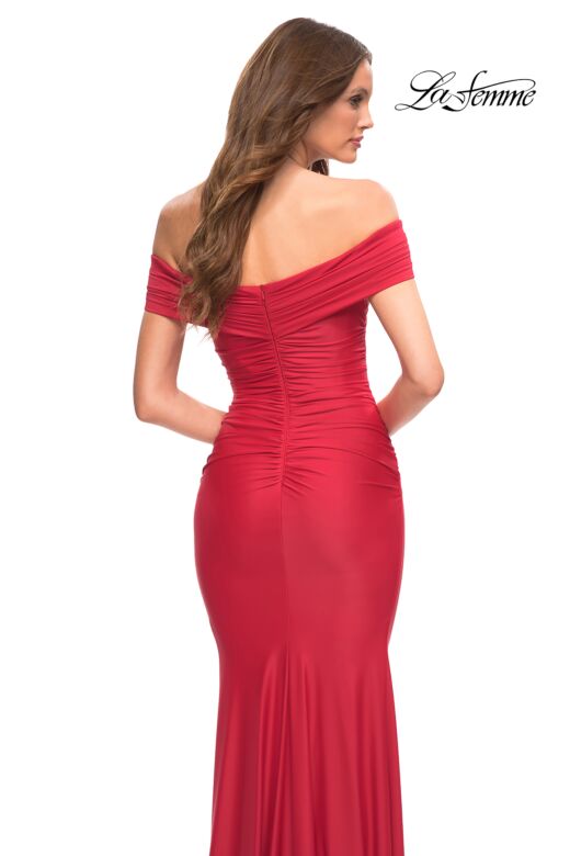 La Femme 30582 Off The Shoulder Fitted Jersey Dress