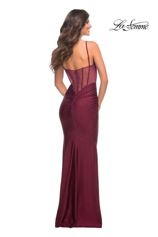La Femme 30589 Sheer Corset Back Spaghetti Strap Dress