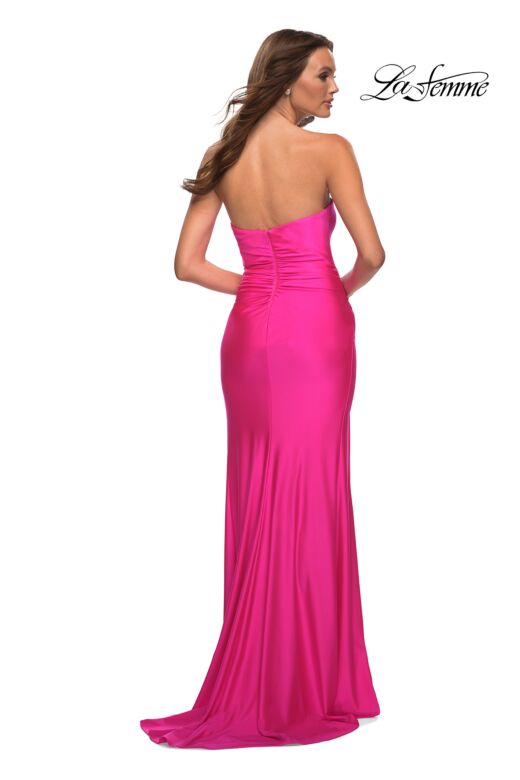 La Femme 30600 Strapless Sweetheart Neck Side Slit Dress