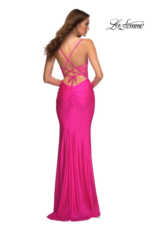 La Femme 30606 Spaghetti Strap Fitted Jersey Dress