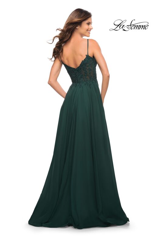 La Femme 30639 Illusion Corset High Slit Dress