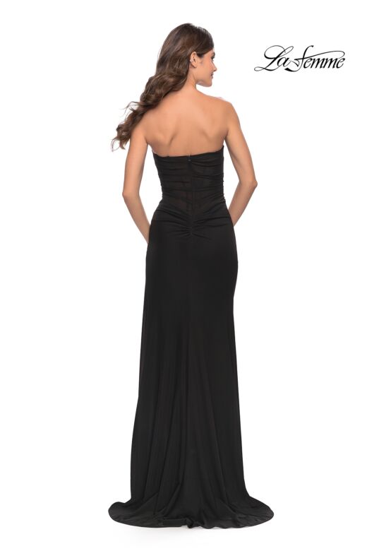 La Femme 31058 High Slit Strapless Sweetheart Neckline Dress