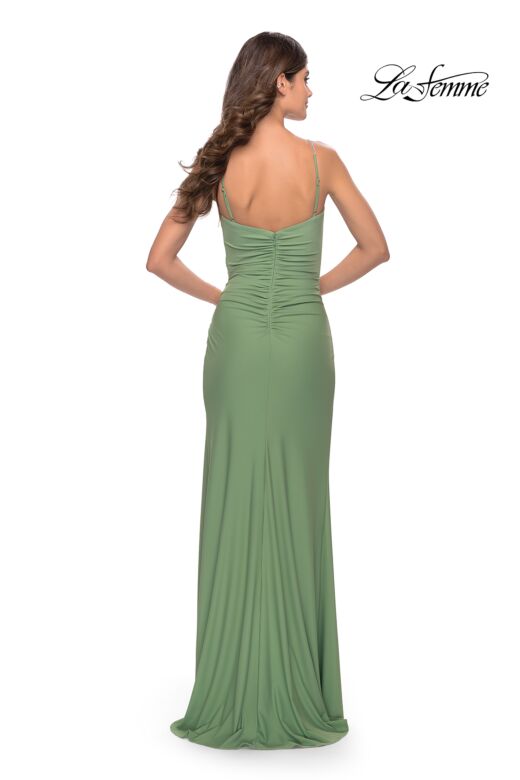 La Femme 31107 Faux Wrap Slit Skirt Dress