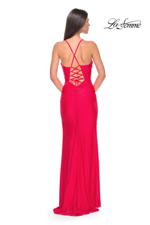 La Femme 31131 Sweetheart Neckline Slit Skirt Dress