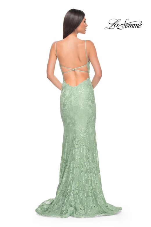 La Femme 31134 Rhinestone-Embellished Crisscross Back Dress