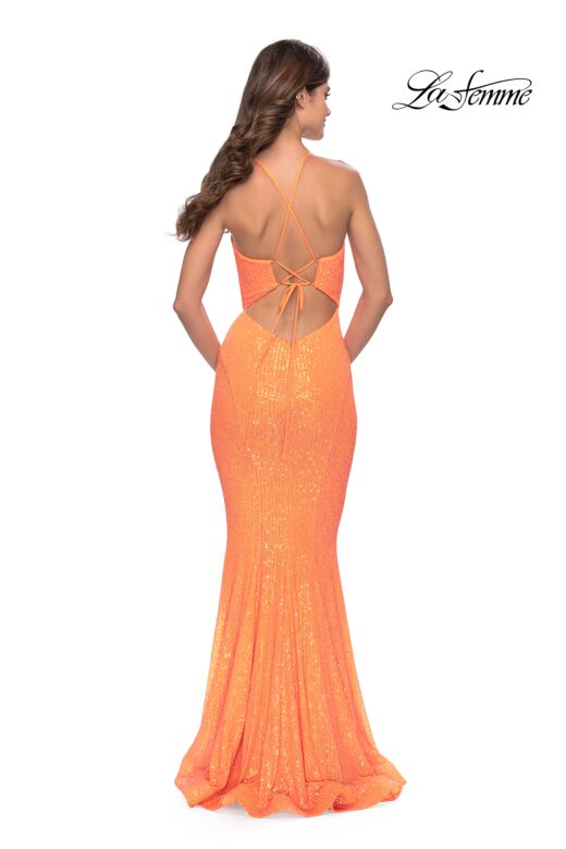 La Femme 31199 Sleeveless Lace-Up Back Dress