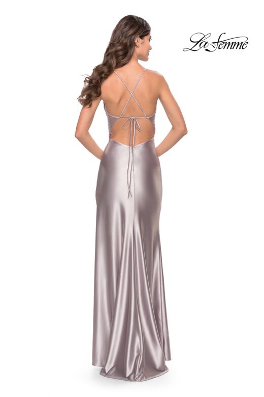 La Femme 31208 Scoop Neckline Lace-Up Back Dress