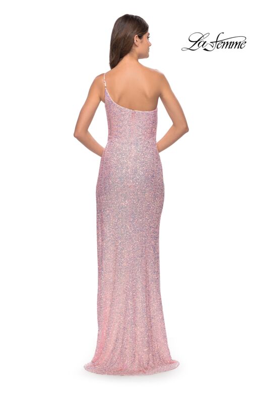 La Femme 31212 Cutaway Slit One Shoulder Sequin Dress