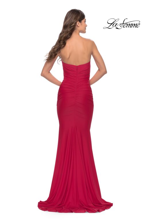 La Femme 31226 Notched Neckline Semi-Open Back Dress