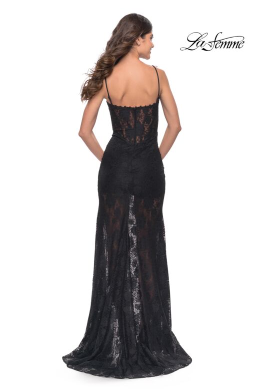 La Femme 31252 High-Slit Semi-Open Back Dress