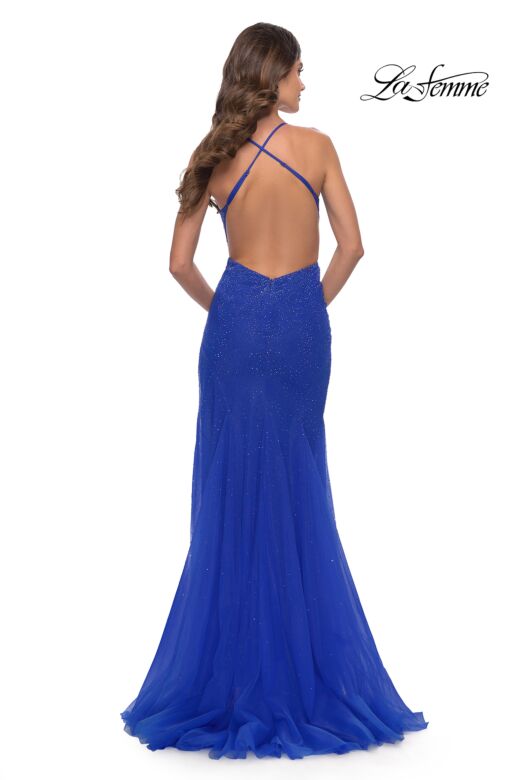 La Femme 31256 Sleeveless Low V-Neck Dress