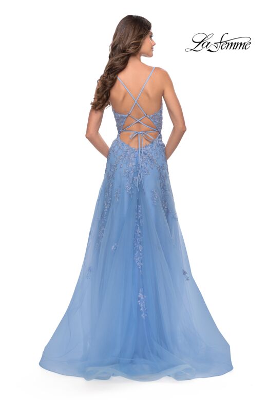 La Femme 31284 High-Slit V-Neck Dress