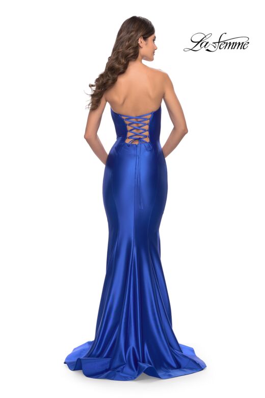 La Femme 31321 Strapless Lace-Up Back Dress
