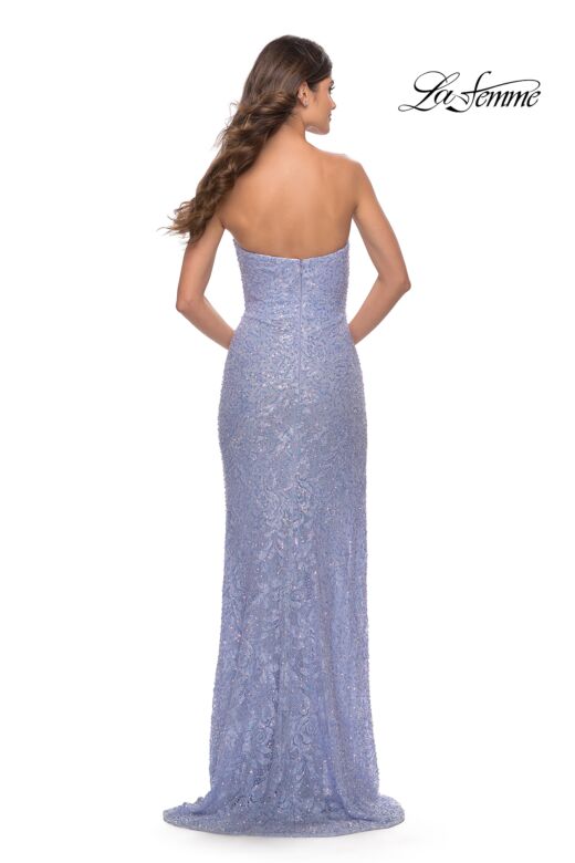 La Femme 31351 Strapless Sweetheart Neckline Beaded Lace Dress