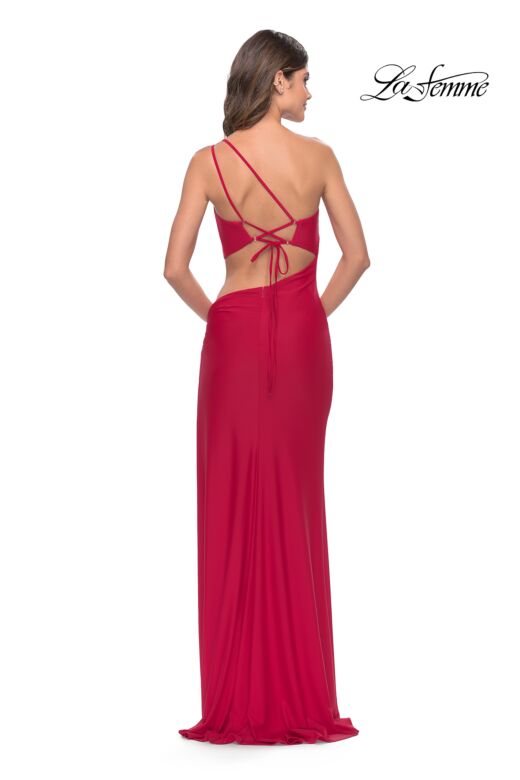 La Femme 31386 Side Cutout High Slit One Shoulder Dress