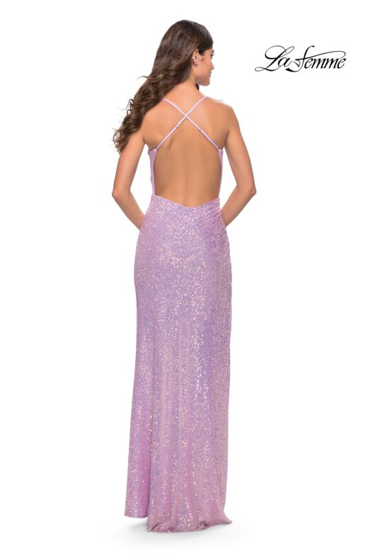 La Femme 31405 Slight Scoop Neckline Crisscross Back Dress