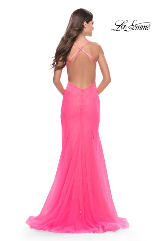La Femme 31419 Rhinestone-Embellished Sheer Bodice Dress