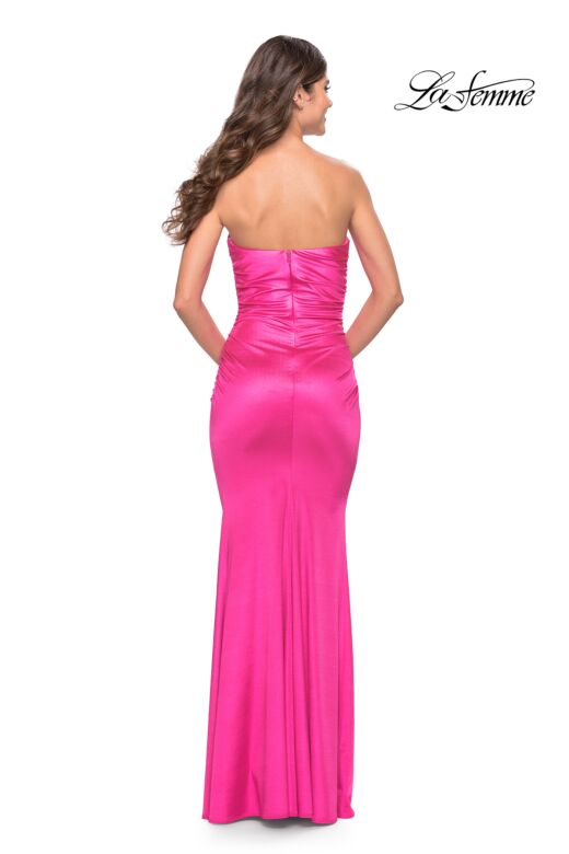 La Femme 31425 Strapless Ruched Jersey Dress