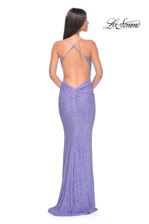 La Femme 31429 Slight Scoop Neckline Crisscross Back Dress