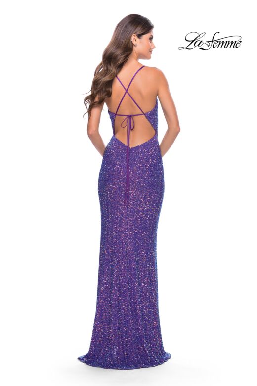 La Femme 31430 Plunging Sweetheart Neckline Lace-Up Back Dress