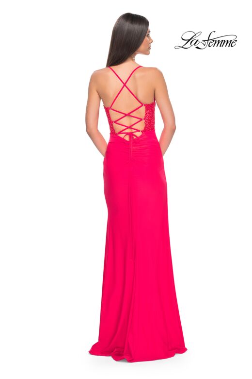 La Femme 31440 Lace AppliquÈ Sheer Side Panels Bodice Dress