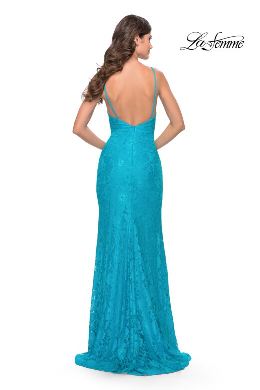 La Femme 31513 High Slit Backless Lace Dress