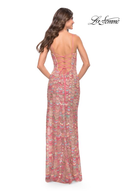La Femme 31528 Slight Scoop Neckline Lace-Up Back Dress