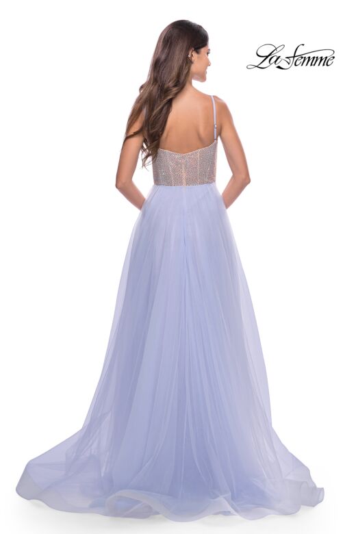 La Femme 31578 Sheer Rhinestone-Embellished Bodice Dress