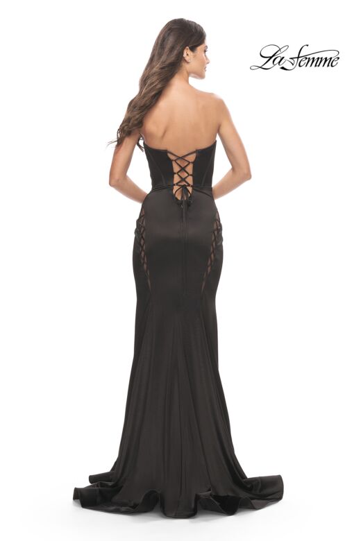 La Femme 31601 Illusion Cutouts Strapless Corset Dress