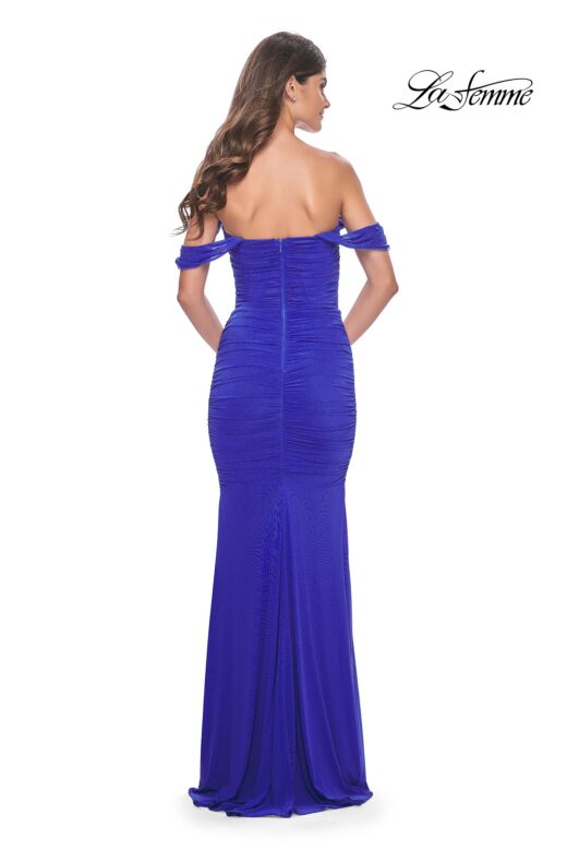 La Femme 31914 Ruched Corset Off The Shoulder Dress