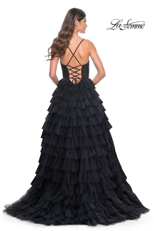 La Femme 32002 Ruffle Skirt Embellished Corset Dress