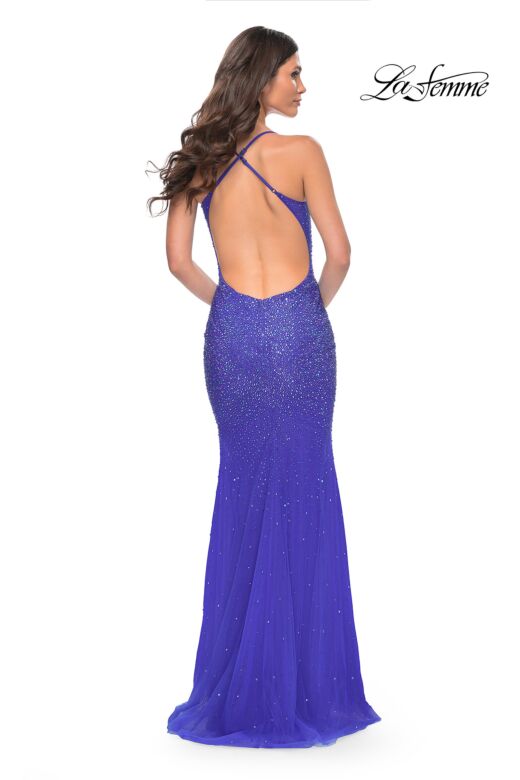 La Femme 32007 Criss Cross Back Embellished Dress
