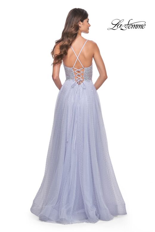 La Femme 32020 Floral Corset High Slit Embellished Dress